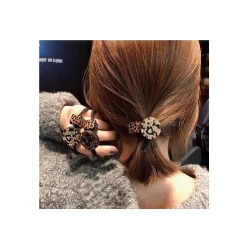 200pcs/lot Multi DIY Drill Leopard Disk Hair Band Champagne Coffee Ring Rubber Band Hair Styling Tools Hair Accessories HA575