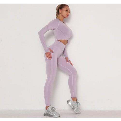2021 Fitness Wear 4PCS Ribbed Seamless Breathable High Waist Leggings Gym Set Women &Yoga Suits
