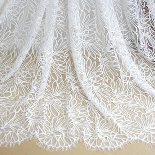 3 Yards Soft Floral Eyelash Lace Fabric French Chantilly Fabric DIY Sewing Craft Bridal Robe Boho Wedding Dress Baptism Gown