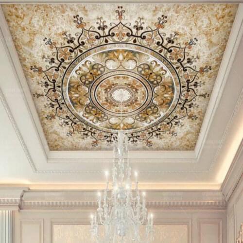 Custom 3d Wallpaper for Walls ceiling wall Home Improvement Silk Wallpapesr Golden European pattern palace style Background Wall