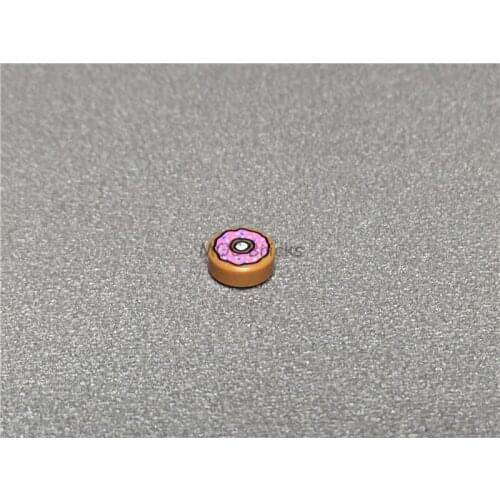 50pcs/lot Food Tile, Round 1 x 1 Doughnut Dark Pink Frosting and Sprinkles fit with 98138pb021 building block bricks kids toys