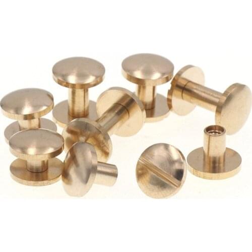 XUNZHE 4- 12mm 50pcs Luggage Leather metal Craft Solid Screw Nail Rivet Double Flat Head Belt/strap Rivets Copper great quality