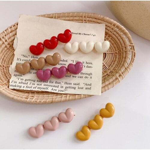 6 Candy Color Hair Clips Barrettes Colored Heart Hairpin Women Girls Hairgrips Pins Hair Acccessories Hair Pins Hair Grip