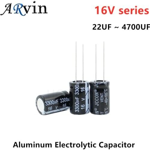20pcs Aluminum Electrolytic Capacitor 16V 22UF 33UF 47UF 100UF 220UF 330UF 470UF 680UF 1000UF 1500UF 2200UF 3300UF 4700UF