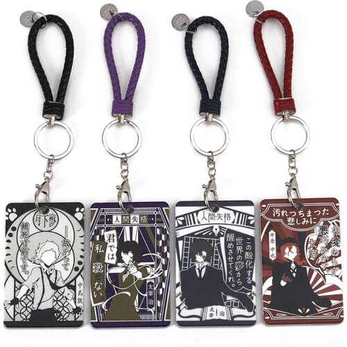 Anime Bungo Stray Dogs Detective Agency Osamu Dazai Nakajima Atsushi Chuuya Cartoon Cosplay Keychain Student ID School Food Card