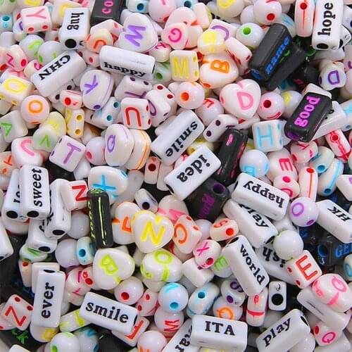 Mixed Acrylic English Alphabet Letter Heart Plastic Beads for Jewelry Making DIY Handmade Bracelet Necklace Earring Accessories