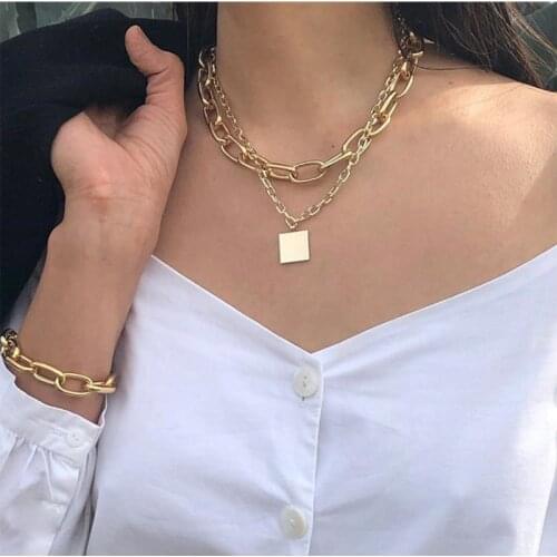 Vacuum Plated 18K Color Stainless Steel Large Chain Choker Cuban Link Necklace For Women Daily Single Fashionable Jewelry