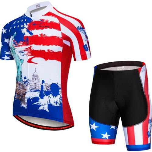 JPOJPO Summer Cycling Jersey Sets Men Mtb Ropa ciclismo Pro bike jersey Short Sleeve blue quick dry bicycle set