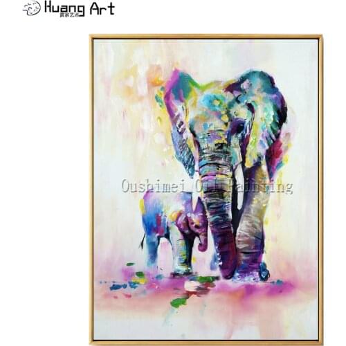 X Series New Arrival High Quality Elephant Oil Painting On Canvas Mother and Kid Oil Painting For Wall Artwork Decoration