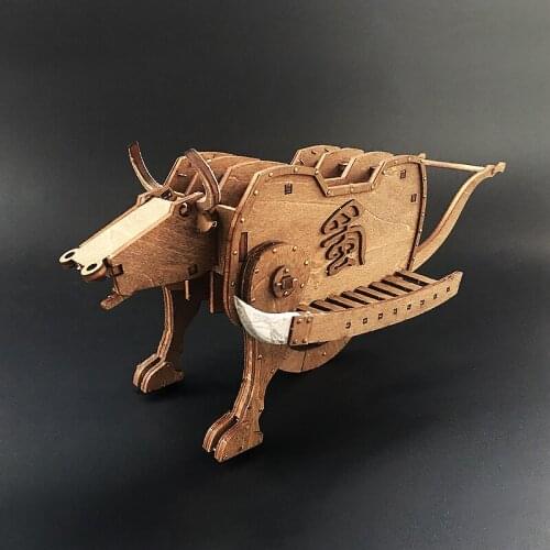 China Ancient Three kingdoms OX-CART Model Grain Transport Siege Car Wooden Parent-child Interaction Toys Gift Drop Shipping