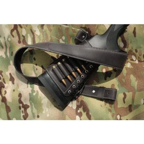 Leather SET Rifle buttstock cartridge holder and Matching Rifle Sling, buttstock（.38/.375