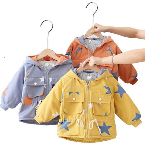 Children Winter Jackets For Boys Autumn WinterTrench Childrens Clothing 2-5Yrs Hooded Warm Outerwear Windbreaker Baby Kids Coats