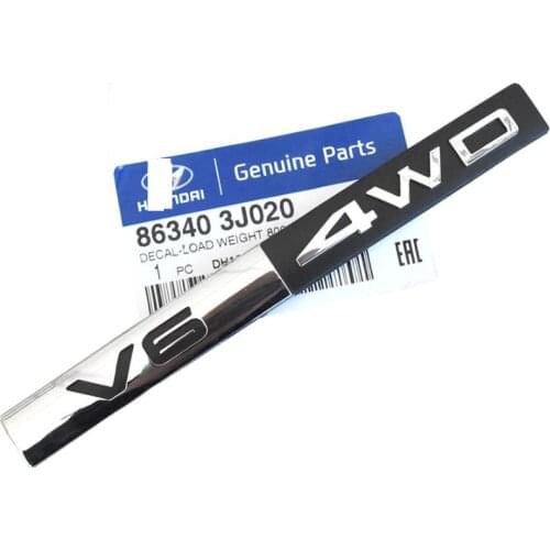 For Hyundai Veracruz Tail door logo V6 4WD letter logo trunk logo