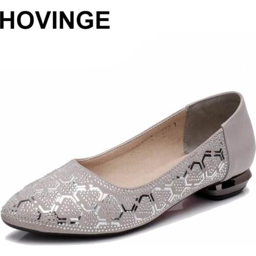 HOVINGE Genuine Leather Spring Summer Moccasins Women Loafers Soft Casual Shoes Ladies Shoes Women Flats Female