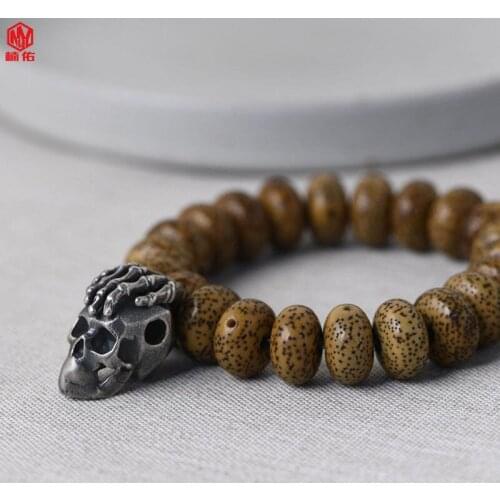2021 New Brass Skull Hand Touch Skull Bracelet Necklace DIY Fashion EDC Paracord Knife Bead Pendant