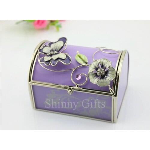 New Arrive Wedding Favor Glass Rectangular Jewelry Box Hand Painted Flower Jewelry Collective Box
