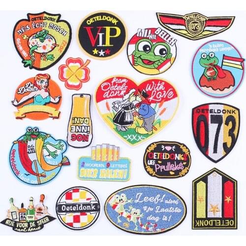 Iron on Patches for Clothes Embroidery Patch Ironing Patches Letters Clothing Stickers Diy Oeteldonk Applique Stripes Dress I
