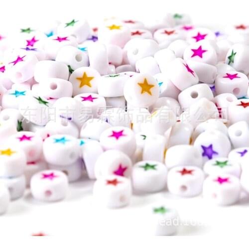 3600pcs 4*7mm Flat Coin Round Shape Acrylic Colorful Star Beads DIY Jewelry Findings Plastic Lucite Bracelet Ornament Spacers