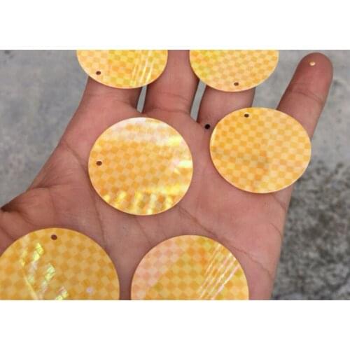 Sewing supplies Earrings sequins Plaid sequins coloured yellow 30mm circular side hole slices round yellow sequins garment acces