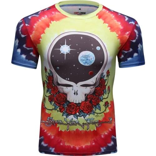 Fashion Male BJJ Rashguard Sublimation Printed Short Sleeve Mens Fitness Sportswear