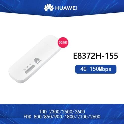 Unlocked Huawei E8372h-155 4G USB WiFi Modem 4G 150Mbps LTE FDD BANS 1/3/5/7/8/20 TDD38/40/41 Mobile USB Dongle Mifi Hotspot