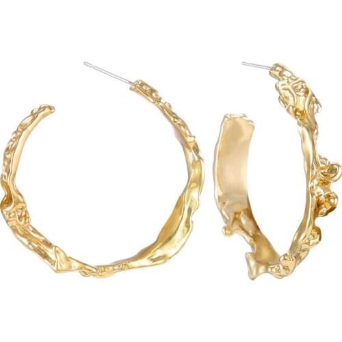 Irregular Uneven C Hoop Earrings Gold Plated Elegant Jewellery for Women Girls
