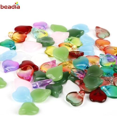 Lampwork Glass Czech Petal Heart Bead Gradient Color 15mm( 5/8")x13mm( 4/8"), Hole: Approx 2mm, 5pieces Beads for Jewelry Making