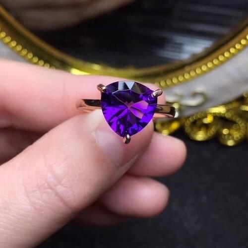 Natural And Real Amethyst Gemstone Ring 925 Sterling Silver Ring for Women Wedding Ring