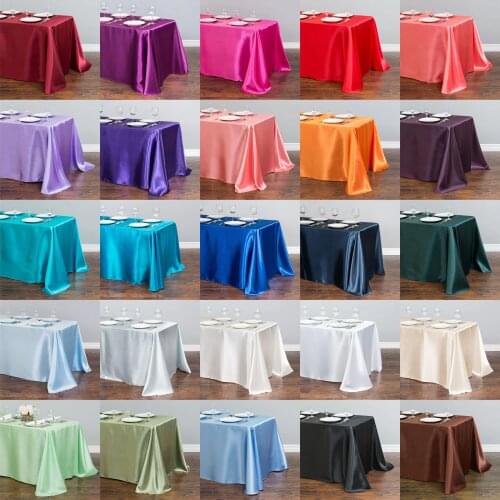 Wedding White Satin Table Cloth Rectangle Table Cover Table Overlay For Wedding Event Party Hotel Birthday Decoration