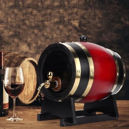 3L Stainless Steel Liner Oak Wood Home Bar Wine Barrel Keg Container for Beverage Beer Whiskey