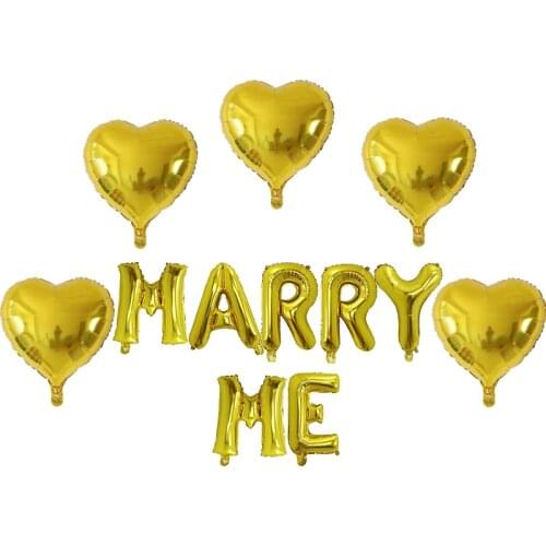 12pcs 16Inch Rose Gold MARRY ME Letter Foil Balloons 18'' Heart Balloon Birthday Party Decorations Wedding Party Supplies Globos