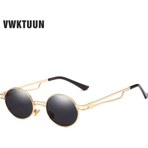 VWKTUUN Metal Sunglasses Steampunk Men Women Fashion Glasses Brand Designer Retro Vintage Round Sunglasses UV400