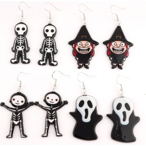Halloween Ornament Creative Earrings Stylish Female Funny Bat Ghost Pumpkin Castle Fun Eardrop Stud Earrings Women Festival Gfit