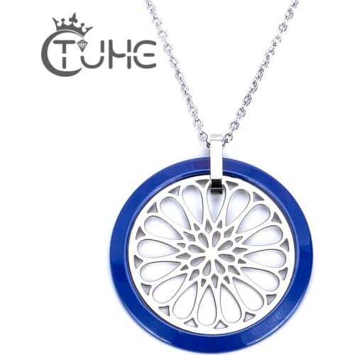 Bijoux Femme Collier 2017 New Blue Flower Statement Necklace Hollow Sunflower Ceramic Necklace for Women Charm Maxi Choker