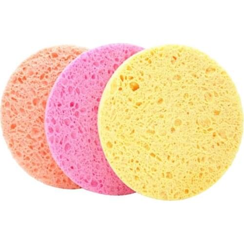 2pcs Natural Wood Pulp Sponge Cellulose Compress Cosmetic Puff Facial Washing Sponge Face Care Cleansing Makeup Remover Tools 4
