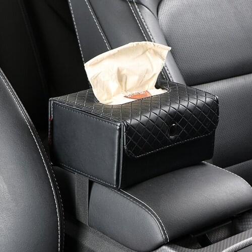 Car tissue box paper box seat type anti-skid chair back hanging creative armrest box fixed multi-function car supplies