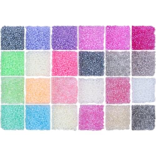 24 Colors Glass Seed Beads Kit Bulk,4mm DIY Craft Small Czech Pony Beads for DIY Craft Project Bracelet Necklace Jewelry Making