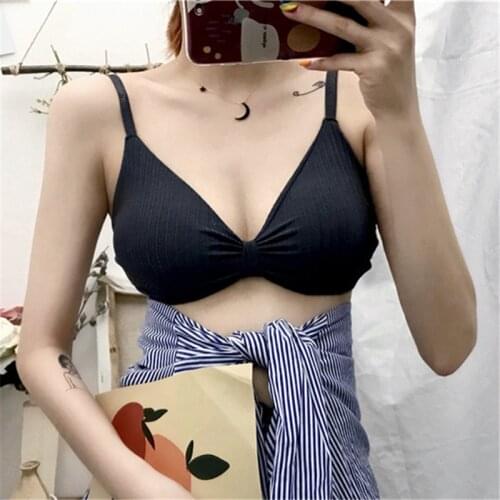 New sexy backless underwire underwear sweet and comfortable gathered bra triangle cup tube top women lingerie