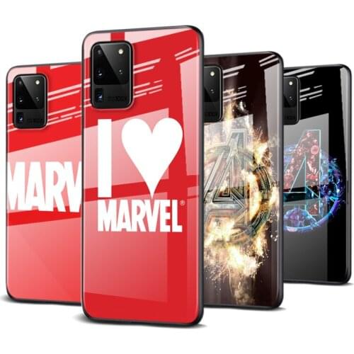 Tempered Glass Cover Marvel Avengers Logo Art For Samsung Galaxy S20 FE S10e S10 S9 S8 Ultra Plus Lite Plus 5G Phone Case
