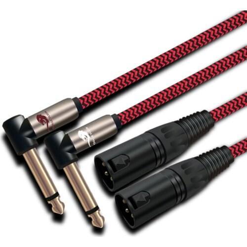 2 XLR to 2 6.35mm 1/4" Premium Audio Cable Sound Devices Amp Mixing Console Angle 6.35 to XLR 3 Pin Shielded Cable 1M 2M 3M 5M