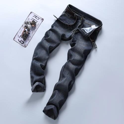 Men Brand Quality Stretch Denim Trousers Slim Man Jeans Vintage Stonewash Ripped Jeans Streetwear Black Blue