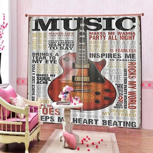Photo customize size Rock Full Bass Sound Vector with Crossed Guitars Shower Curtain Fabric Bathroom Decor