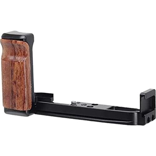 Top Deals Quick Release Shaped Plate Holder with Wooden Hand Grip Protective Handle Bracket QR Board for Fuji X-T200 Camera
