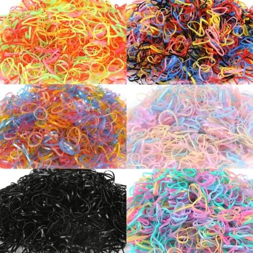 Small 1000PCS/bag Child Baby TPU Hair Holders Rubber Bands Elastics Spring/Summer/Rainbow/Jelly/Fluorescence Color Good Qualit