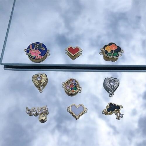 Cute Oil Painting Pendant Colorful Flower and Heart Necklace Pendant Womens DIY Birthday Gift Jewelry