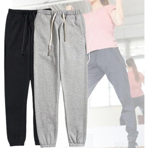 Men Women Autumn Solid Color Drawstring Ankle Tied Loose Sports Pants Trousers