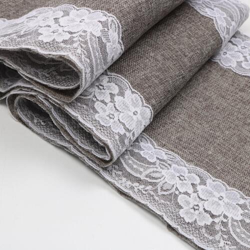 HAZY Gray Table Runner Vintage Natural Burlap Jute in Table Runners for Wedding Christmas Restaurant Teahouse Table Decoration