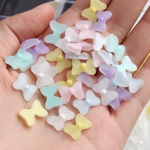 The New 9.5x12.5mm Jelly Color Bow Tie Nail Art Rhinestone 3D Flat Back Resin DIY Charm Nail Art Accessories Decorations