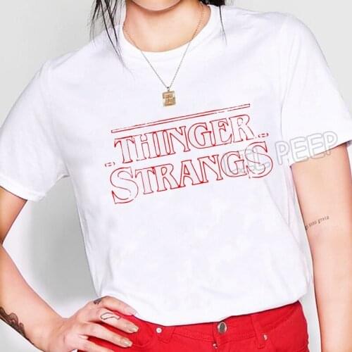 New Arrival 2019 Summer Short Sleeves T Shirt Vintage Thinger Strangs Print Harajuku Casual Tee Shirt Femme Funny T Shirts