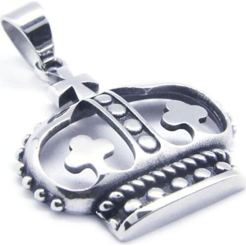 Support Dorpship New Arrival Crown Cross Pendant 316L Stainless Steel Fashion Jewelry Crown Pendant
